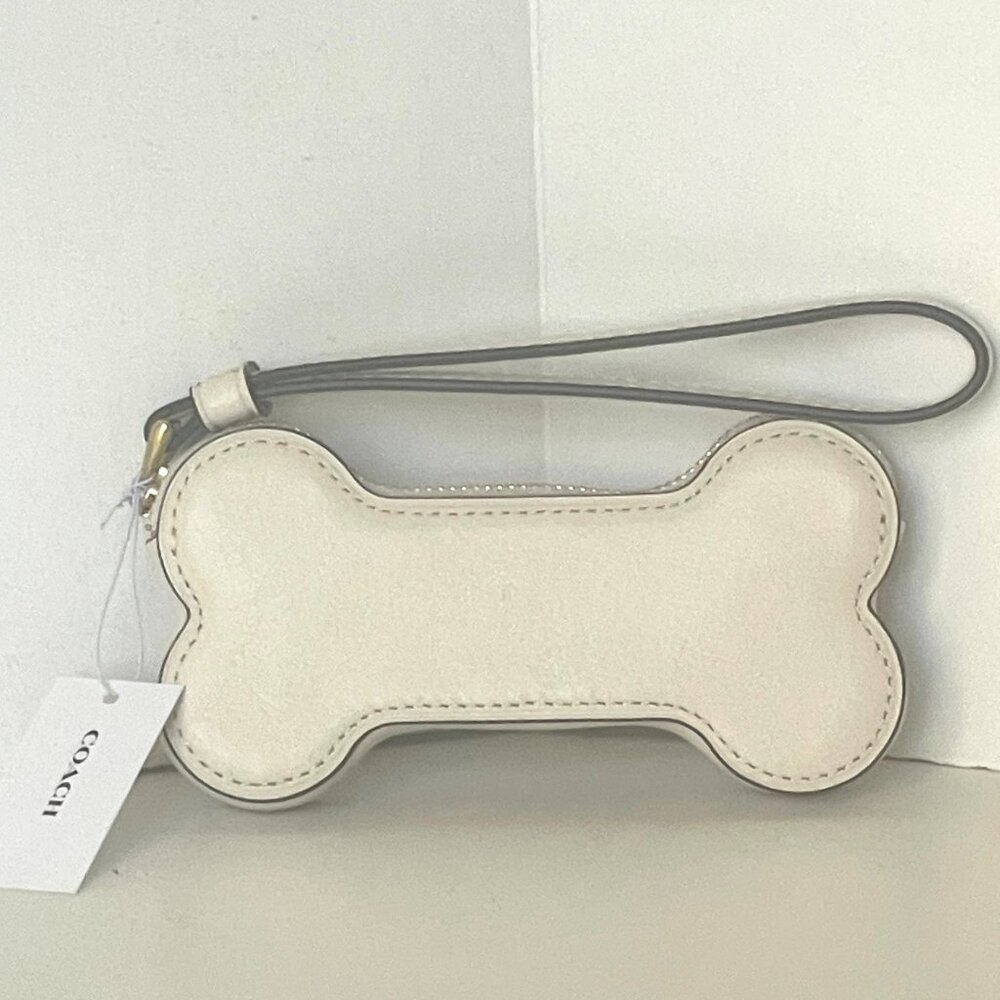Coach Bone Coin Case Wristlet CCG25 Chalk Glovetanned Leather Gold Halloween - Picture 8 of 8